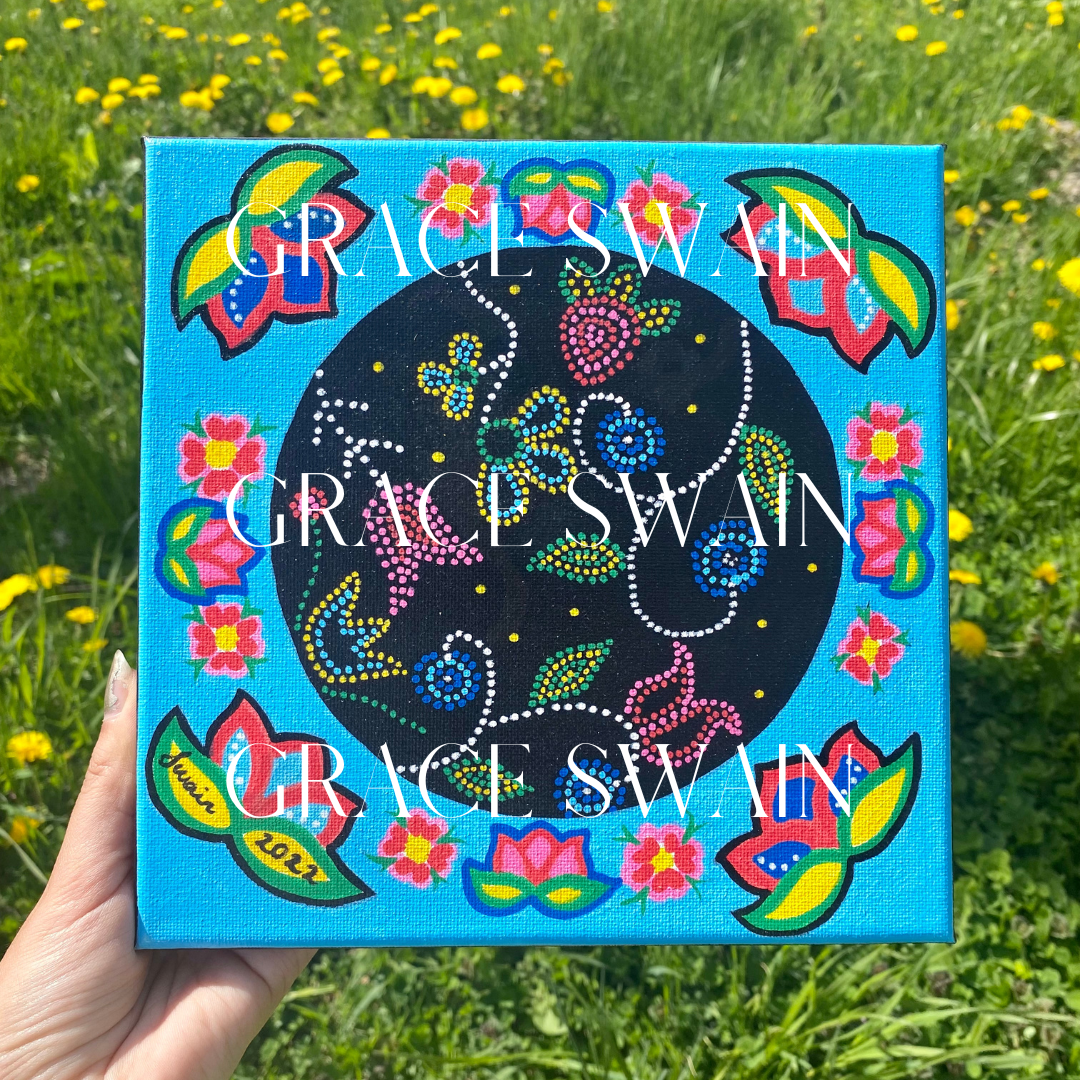 Florals Make The World Go Round 8"x8" Acrylic Painting on Canvas