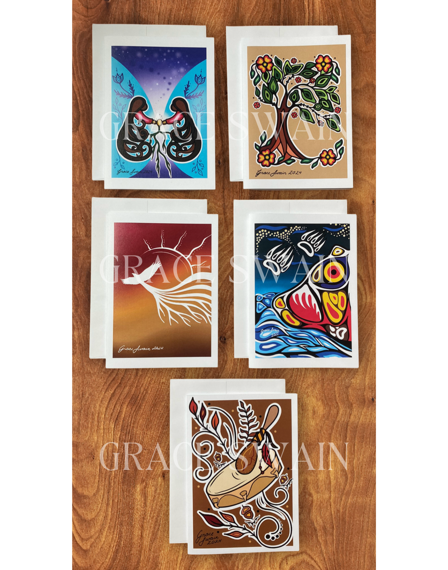 Variety Pack of 5 Greeting Cards 5" x 7"