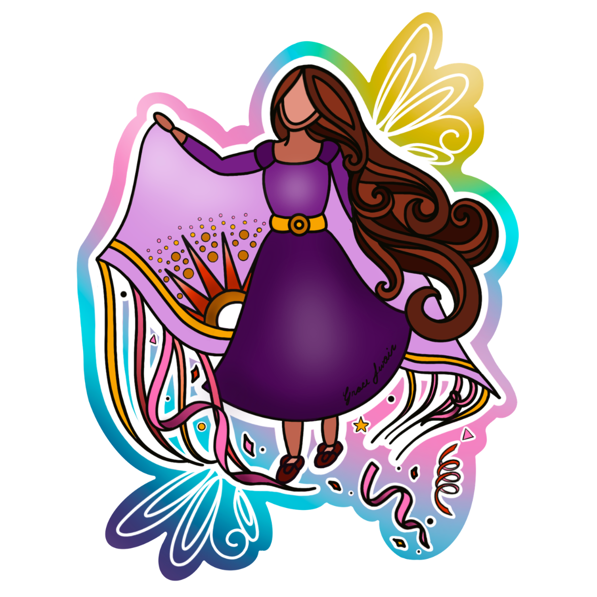 "Fancy Shawl Dancer" 4" Sticker