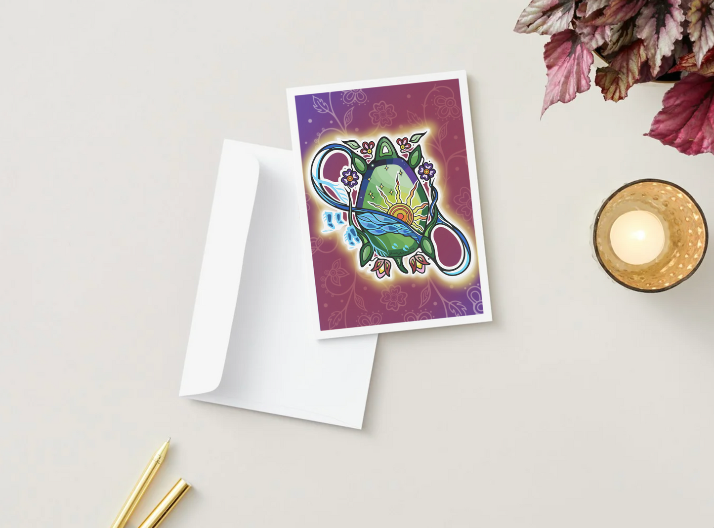 "Turtle Design", 5" x 7" Greeting Card